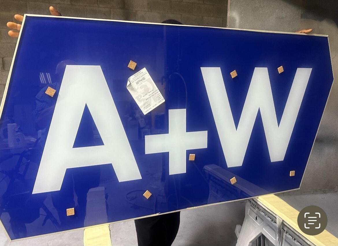 A+W Logo in Glass